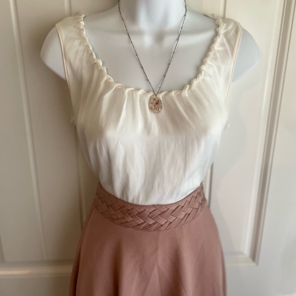 Anthropologie Minimalist Braided Waist High Waisted Mermaid Skirt in Pink Muave - Picture 10 of 15